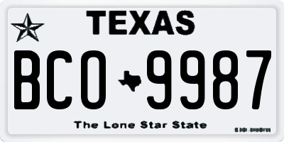 TX license plate BCO9987