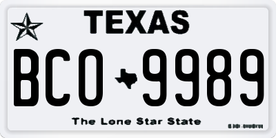 TX license plate BCO9989