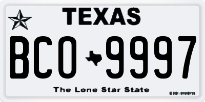 TX license plate BCO9997