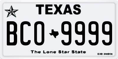 TX license plate BCO9999