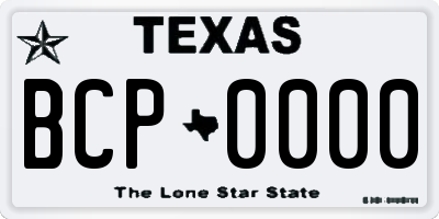 TX license plate BCP0000
