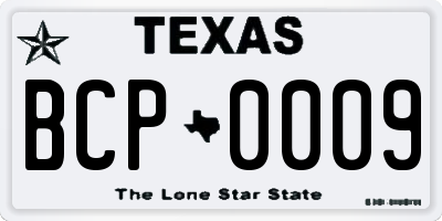 TX license plate BCP0009
