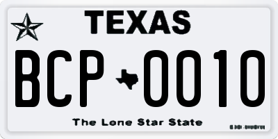 TX license plate BCP0010