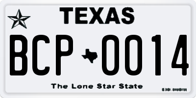 TX license plate BCP0014