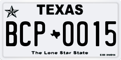 TX license plate BCP0015