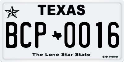 TX license plate BCP0016