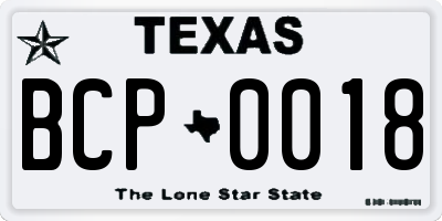 TX license plate BCP0018