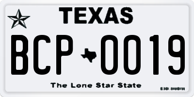 TX license plate BCP0019