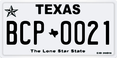 TX license plate BCP0021