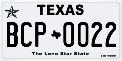 TX license plate BCP0022