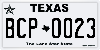TX license plate BCP0023