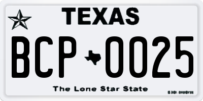 TX license plate BCP0025