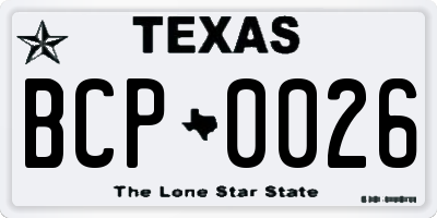 TX license plate BCP0026
