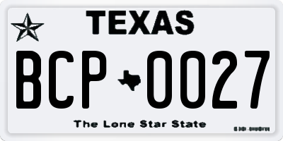 TX license plate BCP0027