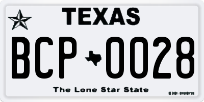TX license plate BCP0028