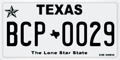 TX license plate BCP0029
