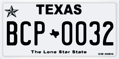 TX license plate BCP0032