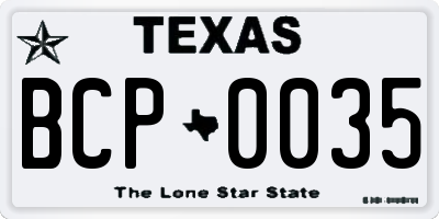 TX license plate BCP0035