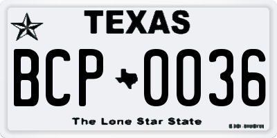 TX license plate BCP0036