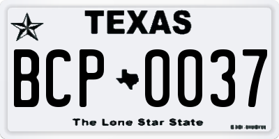 TX license plate BCP0037