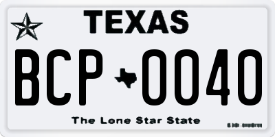 TX license plate BCP0040