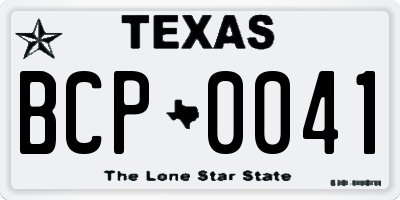 TX license plate BCP0041