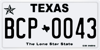 TX license plate BCP0043