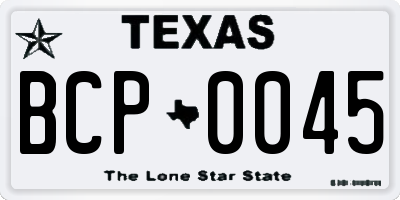 TX license plate BCP0045