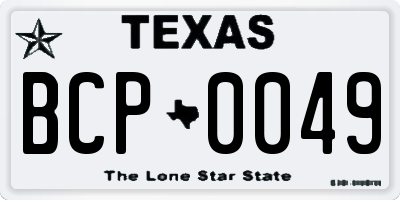 TX license plate BCP0049