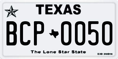TX license plate BCP0050