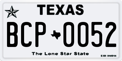 TX license plate BCP0052