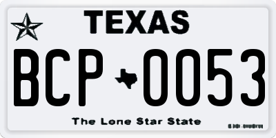 TX license plate BCP0053