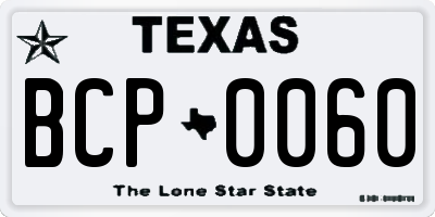 TX license plate BCP0060