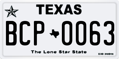TX license plate BCP0063