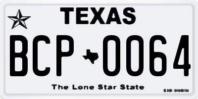 TX license plate BCP0064