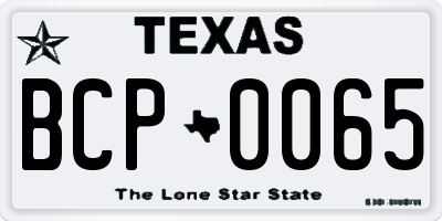 TX license plate BCP0065