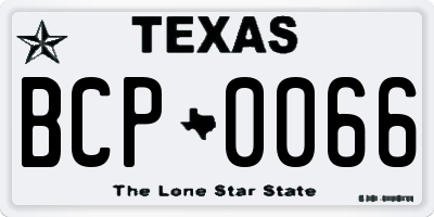 TX license plate BCP0066