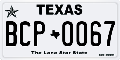 TX license plate BCP0067
