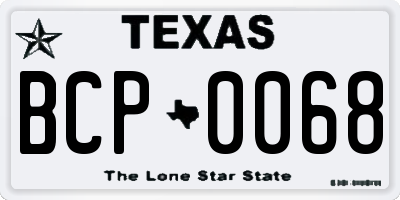 TX license plate BCP0068