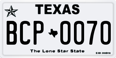 TX license plate BCP0070