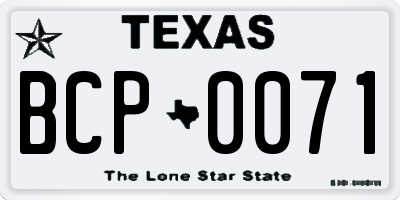 TX license plate BCP0071