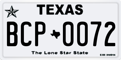 TX license plate BCP0072