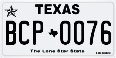 TX license plate BCP0076