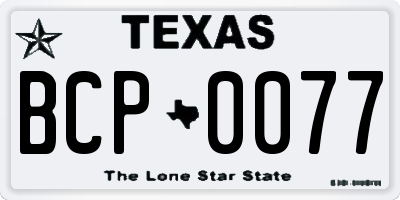 TX license plate BCP0077