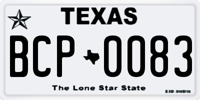 TX license plate BCP0083