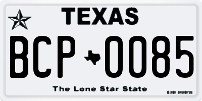 TX license plate BCP0085