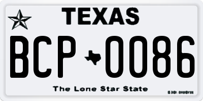 TX license plate BCP0086