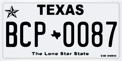 TX license plate BCP0087