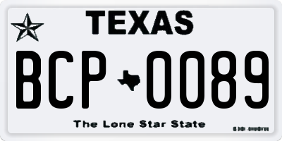 TX license plate BCP0089