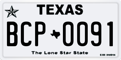TX license plate BCP0091
